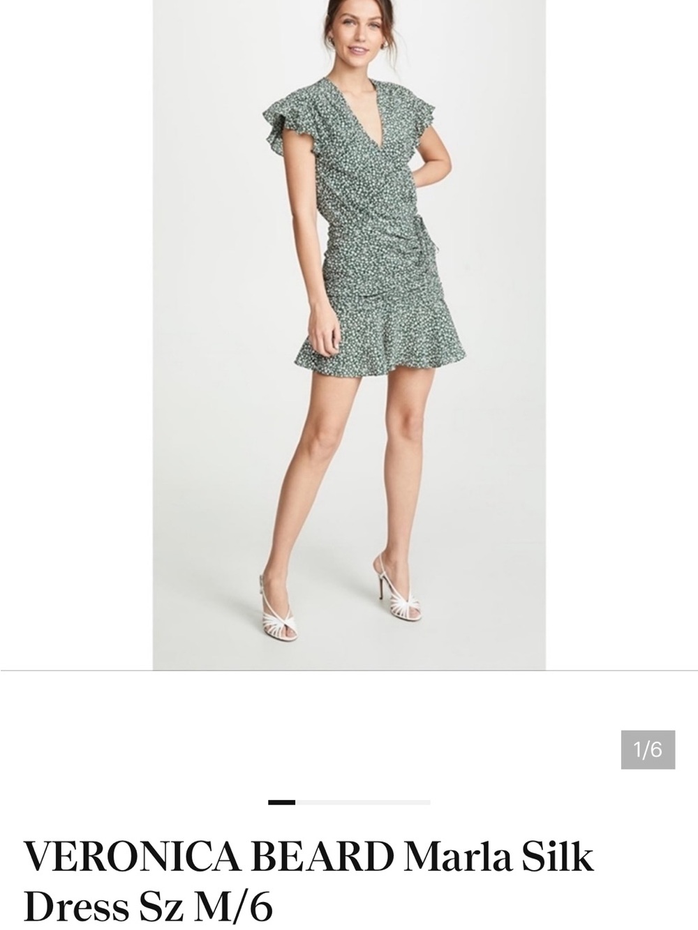 Veronica Beard Green Floral Ruffle Mini Dress